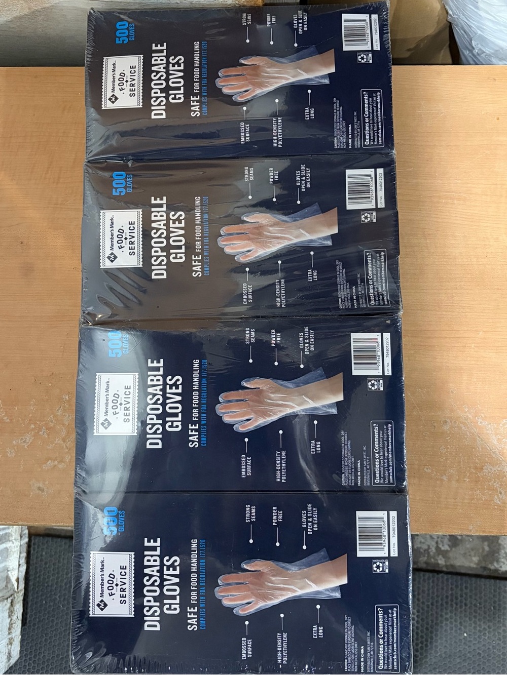 Disposable Food Service Gloves - Clear Plastic Box (4 Pack)